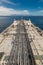 Grey deck of a big oil tanker - vertical image