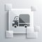 Grey Delivery cargo truck vehicle icon isolated on grey background. Square glass panels. Vector