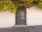 Grey door and foliage at Plaka picturesque neighborhood, Athens Greece