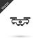 Grey Drone flying icon isolated on white background. Quadrocopter with video and photo camera symbol. Vector