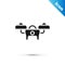 Grey Drone flying icon isolated on white background. Quadrocopter with video and photo camera symbol. Vector