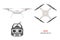 Grey drone on a white background. The control panel of quadrocopter . Front, top view
