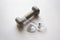 Grey dumbbell with white sport wireless earbuds