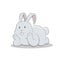 Grey Easter Bunny Lying on Stomach Resting Head on Hands Vector Illustration