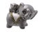 Grey Elephant And Elephant Baby Figurine On White