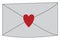 Grey envelope sealed with red heart sign wax vector color drawing or illustration