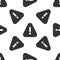 Grey Exclamation mark in triangle icon isolated seamless pattern on white background. Hazard warning sign, careful