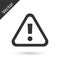 Grey Exclamation mark in triangle icon isolated on white background. Hazard warning sign, careful, attention, danger