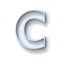 Grey extruded outlined font with shadow Letter C 3D