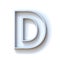 Grey extruded outlined font with shadow Letter D 3D