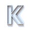 Grey extruded outlined font with shadow Letter K 3D