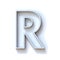 Grey extruded outlined font with shadow Letter R 3D