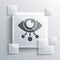 Grey Eye scan icon isolated on grey background. Scanning eye. Security check symbol. Cyber eye sign. Square glass panels