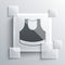 Grey Female crop top icon isolated on grey background. Undershirt. Square glass panels. Vector