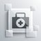 Grey First aid kit icon isolated on grey background. Medical box with cross. Medical equipment for emergency. Healthcare