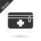 Grey First aid kit icon isolated on white background. Medical box with cross. Medical equipment for emergency