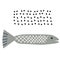 Grey fish hand drawn illustration isolated on background