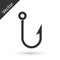 Grey Fishing hook icon isolated on white background. Fishing tackle. Vector