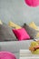 Grey flat with colorful details idea