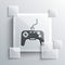 Grey Gamepad icon isolated on grey background. Game controller. Square glass panels. Vector