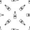Grey Glass bottle of vodka icon isolated seamless pattern on white background. Vector