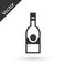 Grey Glass bottle of vodka icon isolated on white background. Vector
