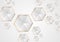 Grey and golden tech hexagons abstract background