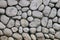 Grey or gray stone wall with natural texture round stone. Natural stone old style wall.