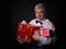 A grey-hair red imposing respectable man with gifts