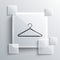 Grey Hanger wardrobe icon isolated on grey background. Cloakroom icon. Clothes service symbol. Laundry hanger sign