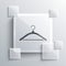 Grey Hanger wardrobe icon isolated on grey background. Cloakroom icon. Clothes service symbol. Laundry hanger sign