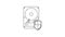 Grey Hard disk drive HDD protection line icon on white background. 4K Video motion graphic animation