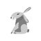 Grey hare in the pose of an Egyptian statue, isolated on a white background. Vector illustration. Cartoon animal in flat style