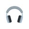 Grey headphones icon, flat style