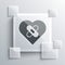 Grey Healed broken heart or divorce icon isolated on grey background. Shattered and patched heart. Love symbol