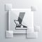 Grey Hermes sandal icon isolated on grey background. Ancient greek god Hermes. Running shoe with wings. Square glass