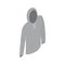 Grey hooded sweatshirt icon, isometric 3d style