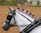 Grey horse in riding tack