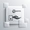 Grey Hotel door lock key icon isolated on grey background. Square glass panels. Vector