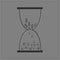 Grey hourglass with dollar and euro money signs. Grey background
