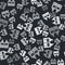 Grey Hunting jacket icon isolated seamless pattern on black background. Hunting vest. Vector