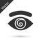 Grey Hypnosis icon isolated on white background. Human eye with spiral hypnotic iris. Vector