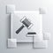 Grey Judge gavel icon isolated on grey background. Gavel for adjudication of sentences and bills, court, justice