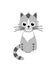 Grey kitty with stripes is sitting. Cute kitten. Grey cat. Flat, cartoon, vector