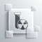 Grey Laboratory chemical beaker with toxic liquid icon isolated on grey background. Biohazard symbol. Dangerous symbol