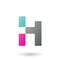 Grey Letter H with Rectangular Shapes Vector Illustration