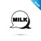 Grey Lettering milk icon isolated on white background. Hand written design for label, brand, badge. Vector