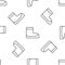 Grey line Boots icon isolated seamless pattern on white background. Diving underwater equipment. Vector