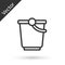 Grey line Bucket icon isolated on white background. Vector