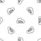 Grey line CO2 emissions in cloud icon isolated seamless pattern on white background. Carbon dioxide formula, smog